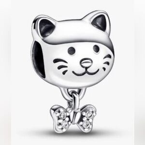 Pandora “pet cat and bow charm” sterling Silver